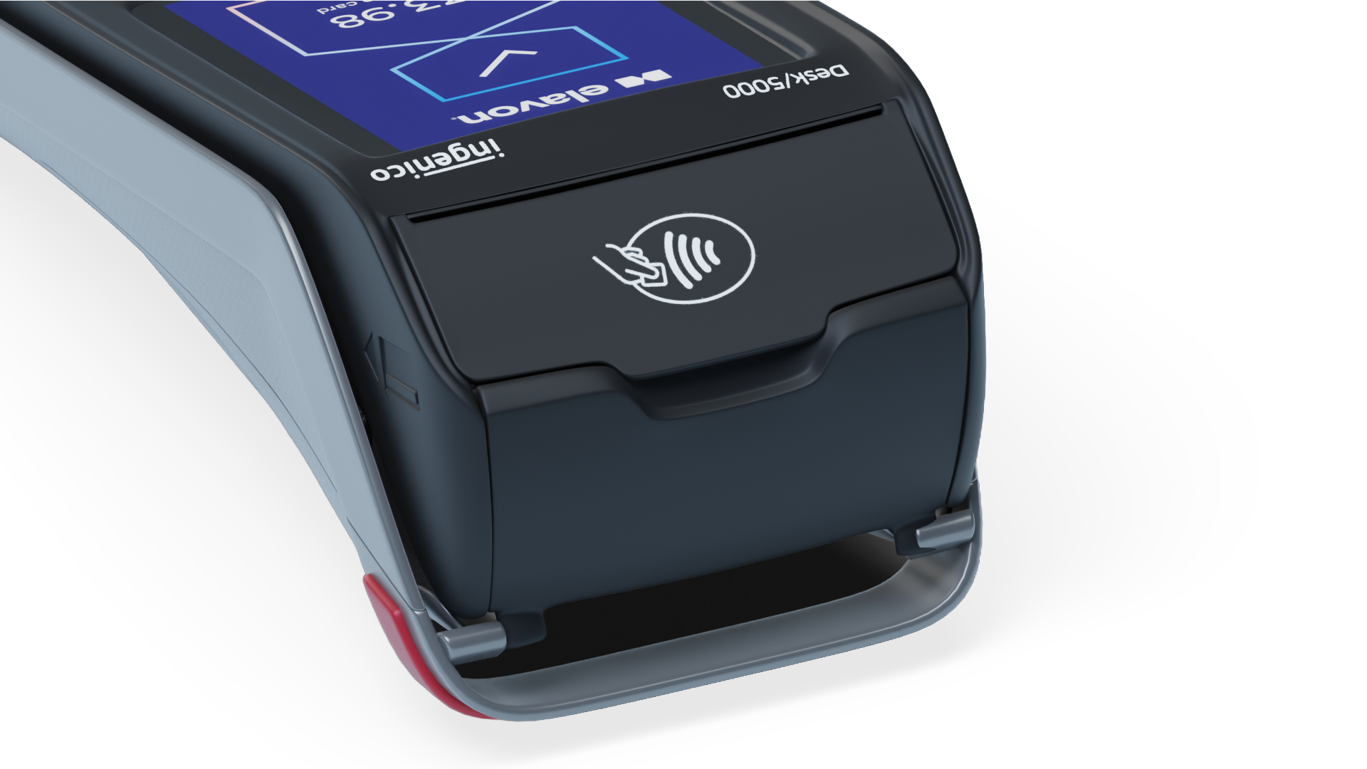 Close up of the Ingenico Desk 5000 contactless reader