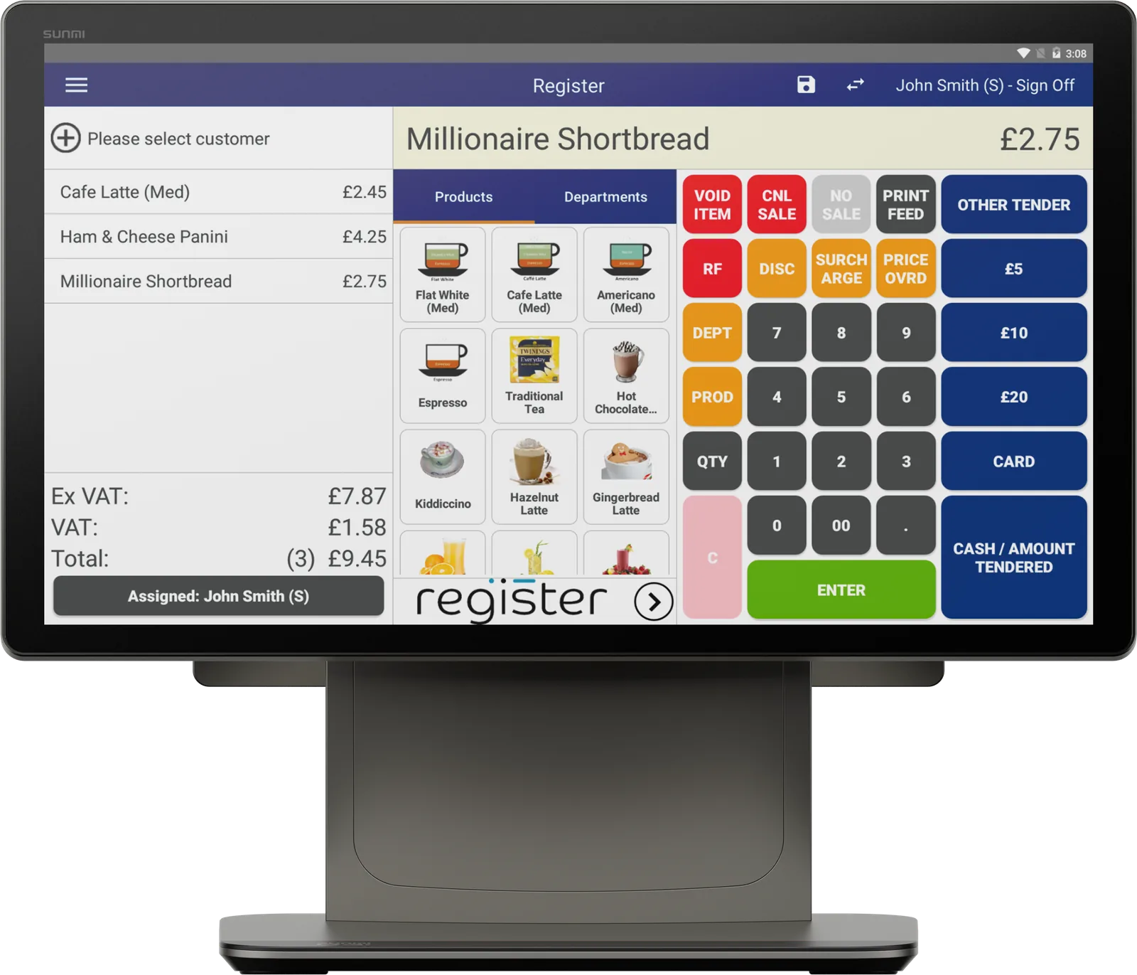 Register EPOS running on a Sunmi D3 Pro till